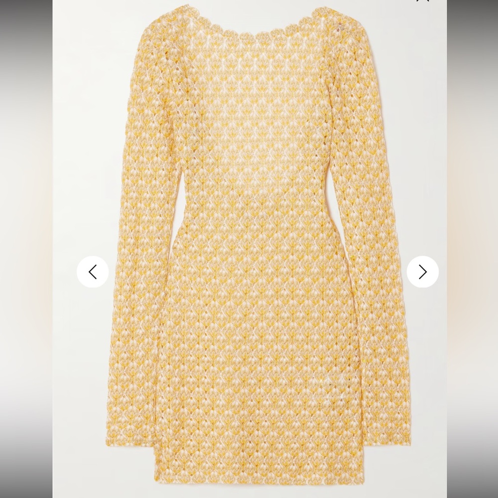 Missoni Metallic Yellow Crochet Dress